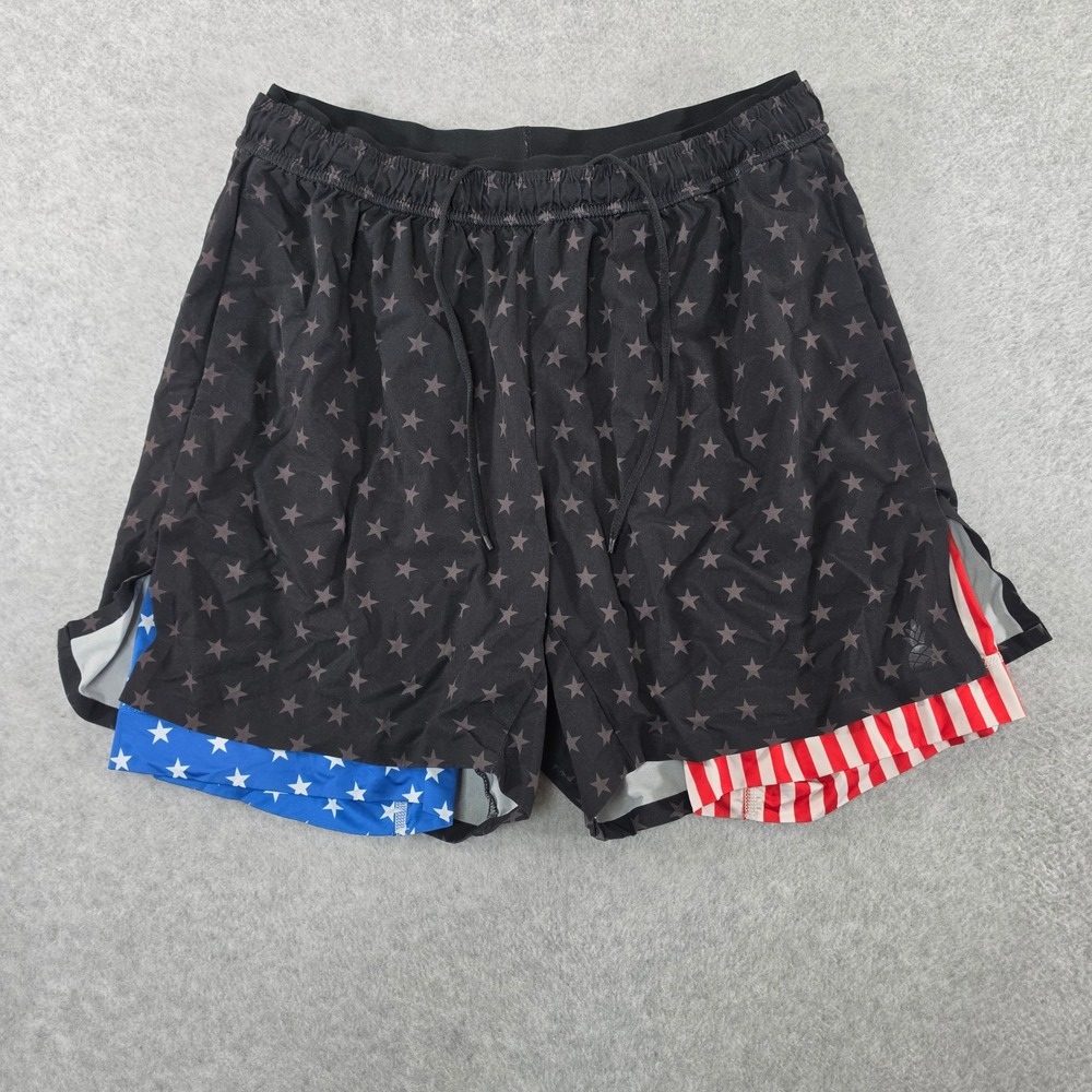 Chubbies Mens 5.5" Lined Performance Shorts Americana Stars Stripes Black Large